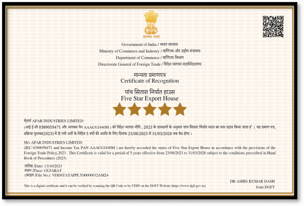 5 Star Export House Certificate - Image 1