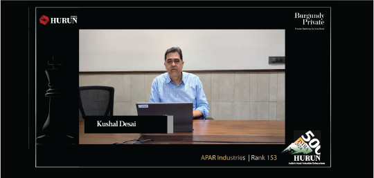 APAR ranked 153 in the 2024 Burgundy Private Hurun India 500 List