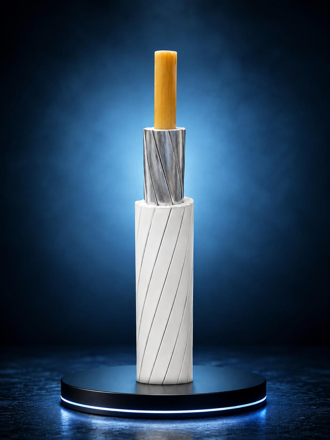 APAR-AssetCool conductor sample showing coated and uncoated sections