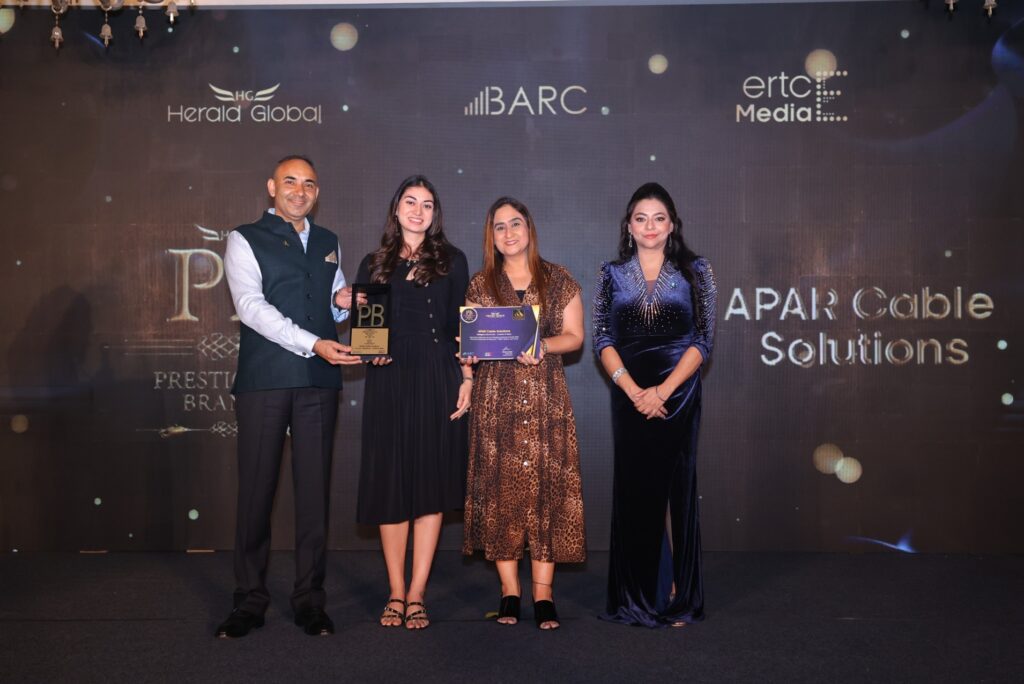 APAR Cable Solutions receiving the Prestigious Brands of India recognition at the 22nd Edition